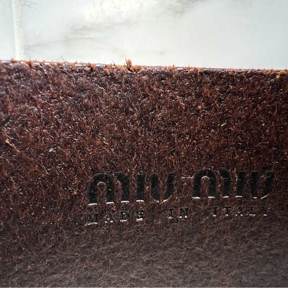 MIU MIU genuine leather belt with metal buckle - deep brown. Designer belt - Picture 8 of 10
